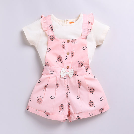 Cute Smiley Pink Romper with an Inner