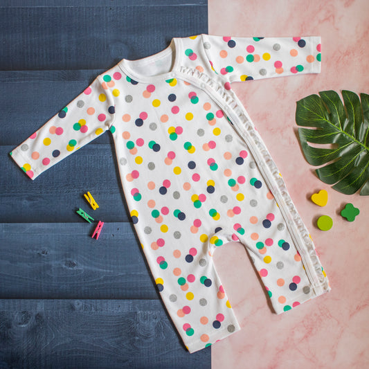 Multicolour Polka Theme Full Romper