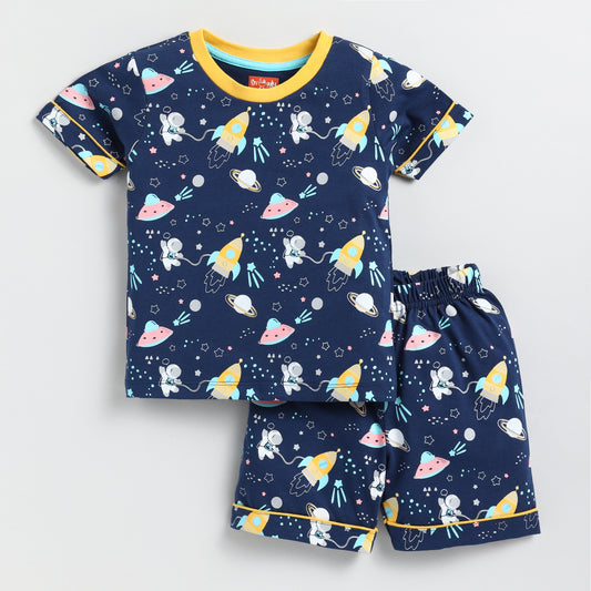 Outer Space Print T-shirt with Shorts